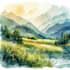 illustrate a watercolor landscape illustration