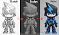 Sculpt action figuring toy anime character 2d to 3d model stl file for ...