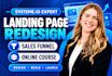 systeme io landing page redesign, systemeio online course, systeme sales funnel