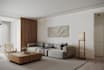 visualize contemporary apartment interior, cozy living space design, cgi render