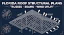 florida roof plans, truss analysis, beam sizing, wind uplift and permit drawings
