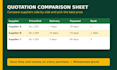 create purchase orders, quotation comparison and inventory sheets in excel