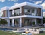 visualize luxury modern villa, rooftop exterior, minimal facade, 3d rendering