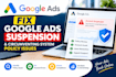 fix google ads suspension and circumventing system policy issues