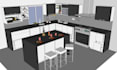 create kitchen floor plans, 3d cabinet design, countertop layouts and 3d renders
