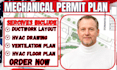 draft mechanical permit plans, ventilation layouts hvac construction drawing