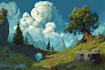 create dark fantasy landscape illustrations