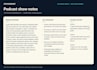 write clear podcast show notes from your transcript