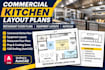 draft commercial kitchen equipment layouts and restaurant floor plans