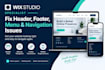 fix wix studio header, footer, menu and navigation issues