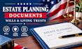draft estate planning documents, wills, and living trusts
