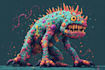 create surreal and pyschedelic creature monster