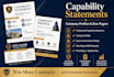 do professional capability statements, company profiles, government proposal