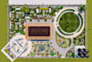 create landscape site plan, garden layout, backyard design, swimming pool render