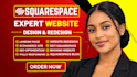 redesign squarespace website, build update squarespace blog website development