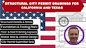 provide structural city permit drawing for california and texas building permit