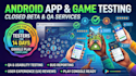 do mobile andriod app closed 12 user qa 20 usability testers website testing