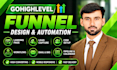 build gohighlevel ghl funnels, workflows, and CRM automation