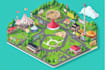 create vector event map, vector festival and venue map