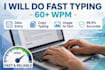 fast data entry, typing, copy paste and excel work in 1 hour