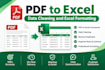 convert PDF to excel,clear data, and format spreadsheets