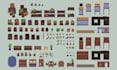 create seamless pixel art tileset, top down game environment, pixel game asset