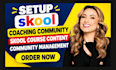 skool coaching community course setup, skool course content community management