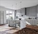 create modern interior design, living room, kitchen bedroom realistic rendering