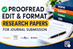 write, edit and format research articles papers for scopus and pubmed journals