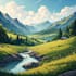 illustrate a watercolor landscape illustration