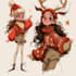 freehand style christmas character