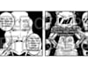 create a black and white 2 panel mini comic