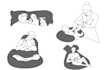hand draw a line illustration or cartoon for you