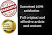 write seo,effective and original article for your website