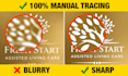 manually redraw, vectorize, trace, fix blurry image to high resolution
