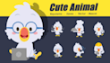 design flat cute animal vector illustrations for stickers, keychains and pins