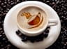 put your text or logo in a coffee cup with coffee powder