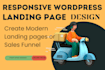 design responsive wordpress landing page create sales funnel