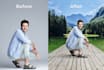 do model image retouching and background replacement