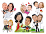 draw caricature couple and wedding  themed
