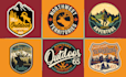 design vintage retro rustic logo for outdoor mountain hunting camping and hiking