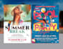 create vibrant summer flyer design, beach party, BBQ, pool party
