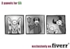 draw a 3 panel comic strip of ANY subject