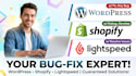 fix HTML, CSS, javascript, PHP, wordpress, and shopify errors