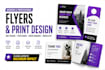 design modern flyers, one pagers, postcards, door hangers and media kits