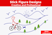 draw creative stick figure doodles, stickman art