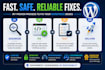 fix wordpress bugs, errors, issues, any plugin conflicts