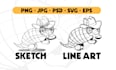 draw clean black and white line art illustration