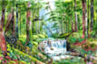 draw landscape drawing with watercolor painting illustration