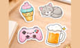 design a set of custom simple hand drawn clipart stickers